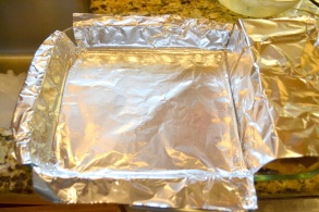 Foil-lined baking dish