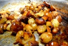 Delicious braised pearl onions and mushrooms